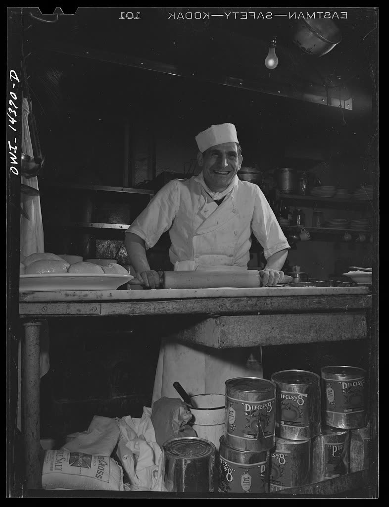 Cook making ravioli, 1943